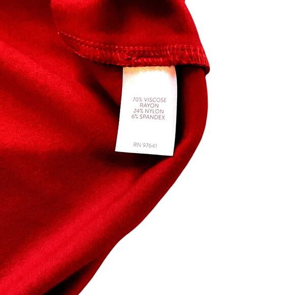 J. Jill Ponte Stretch Knit Maroon Dress. Bell 3/4 Sleeves. Pockets. Size Large - Picture 8 of 8